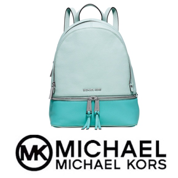 Michael Kors Handbags - Michael Kors Mint and Teal Leather Backpack